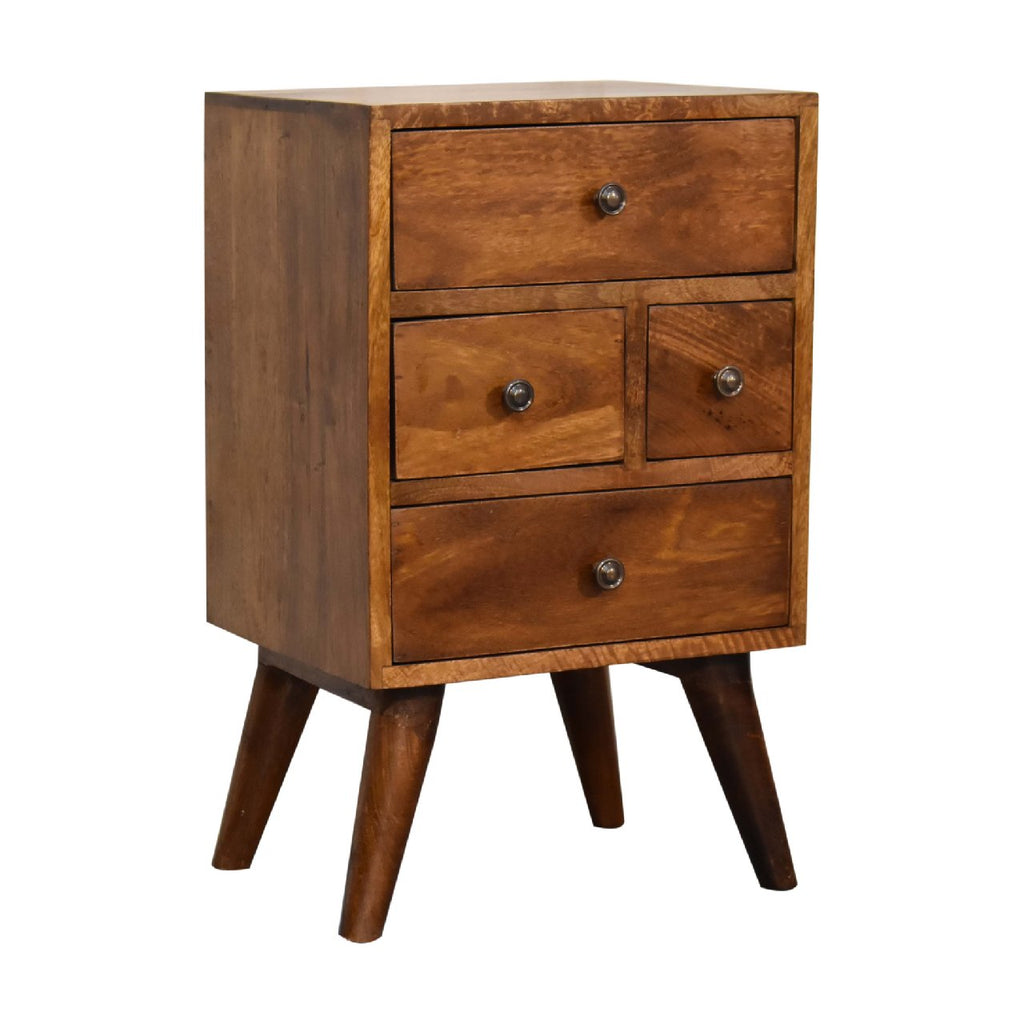 4 Drawer Multi Chestnut nightstand