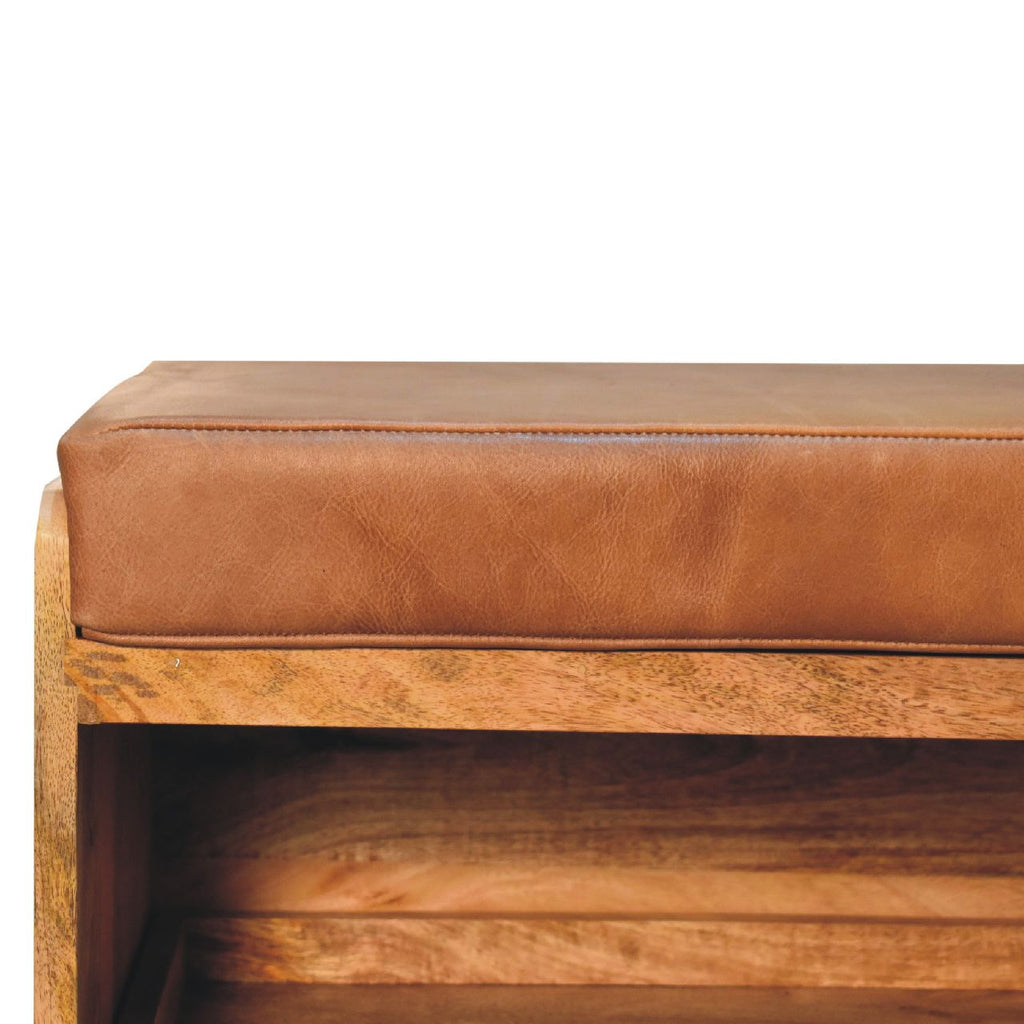 Buffalo Hide Oak-ish Shoe Storage Bench
