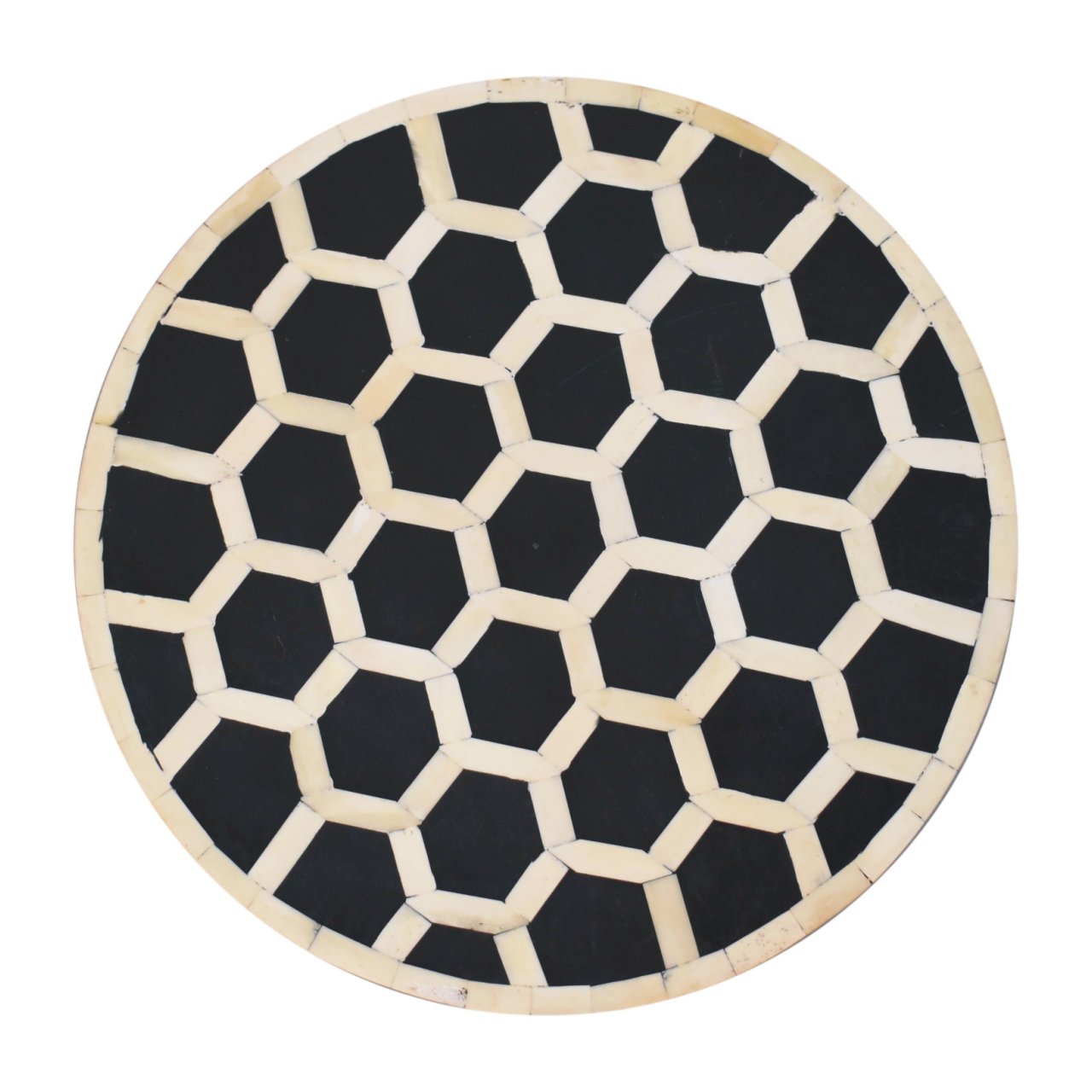 Bone Inlay Tripod Stool With Honey Caramel Finish