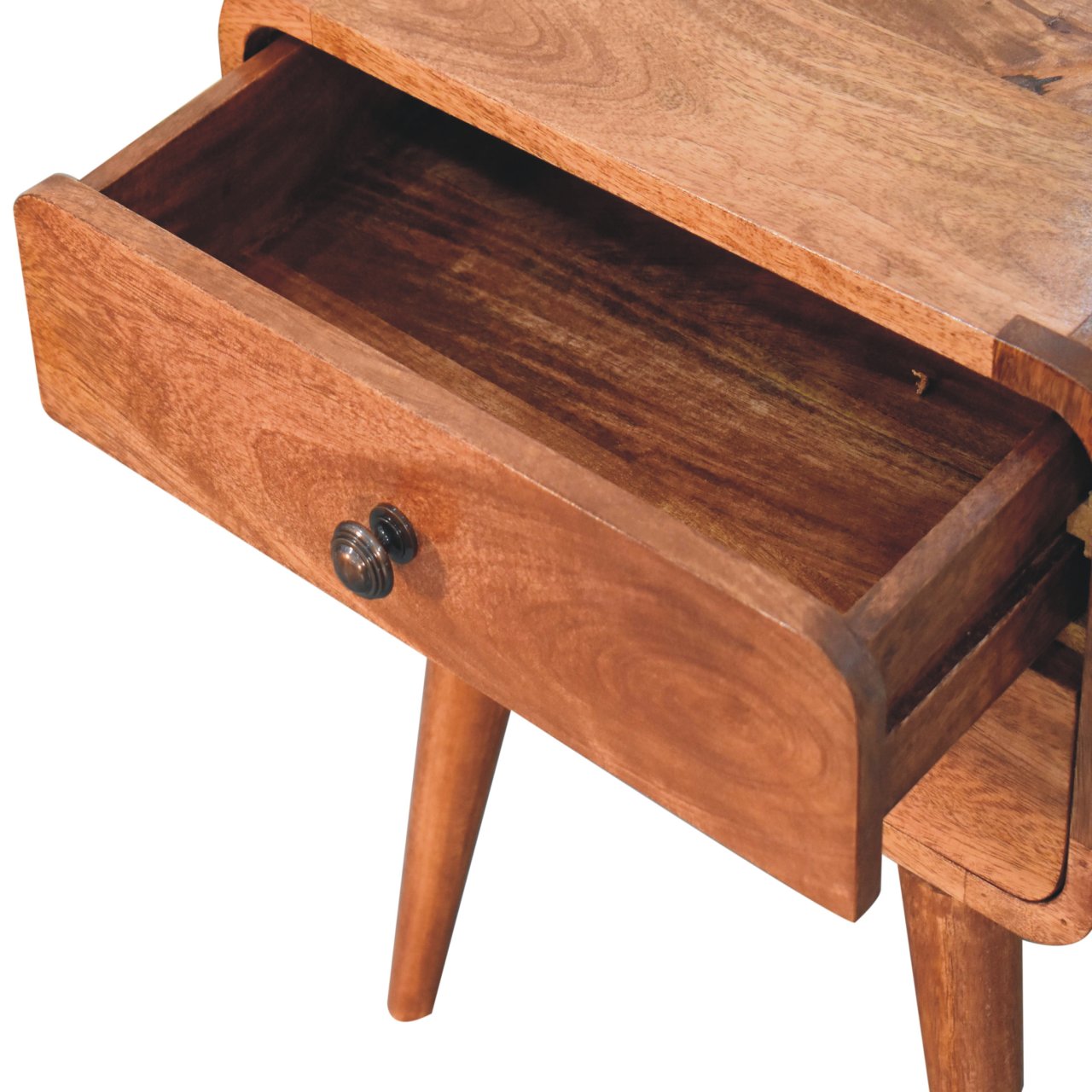 Curved Honey Caramel Bedside