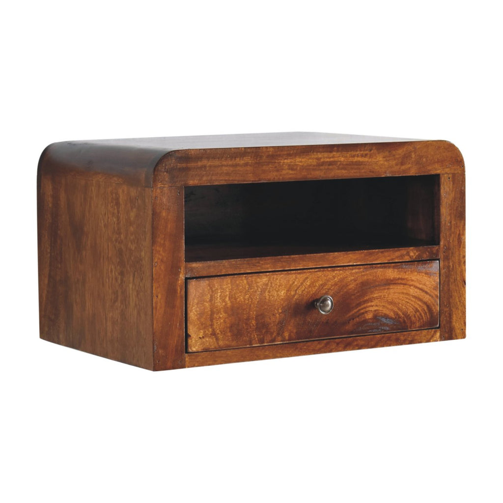 Chunky Chestnut 1 Drawer Wall Mounted Nightstand