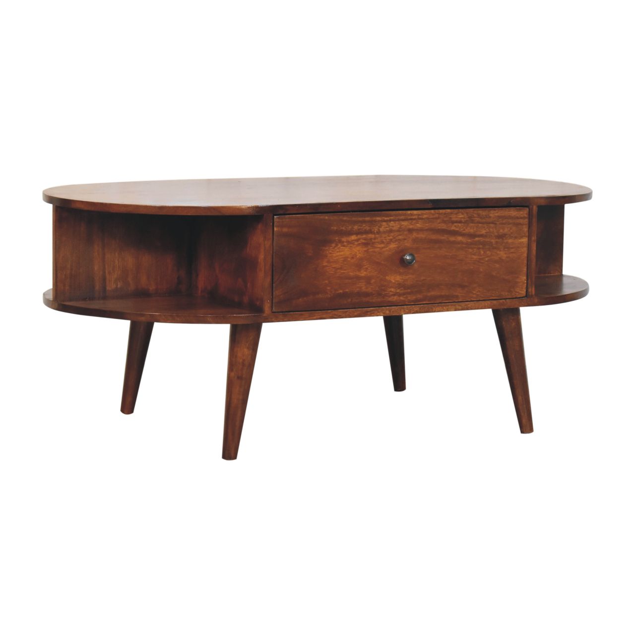 Chestnut Oval Coffee Table with 2 Drawer