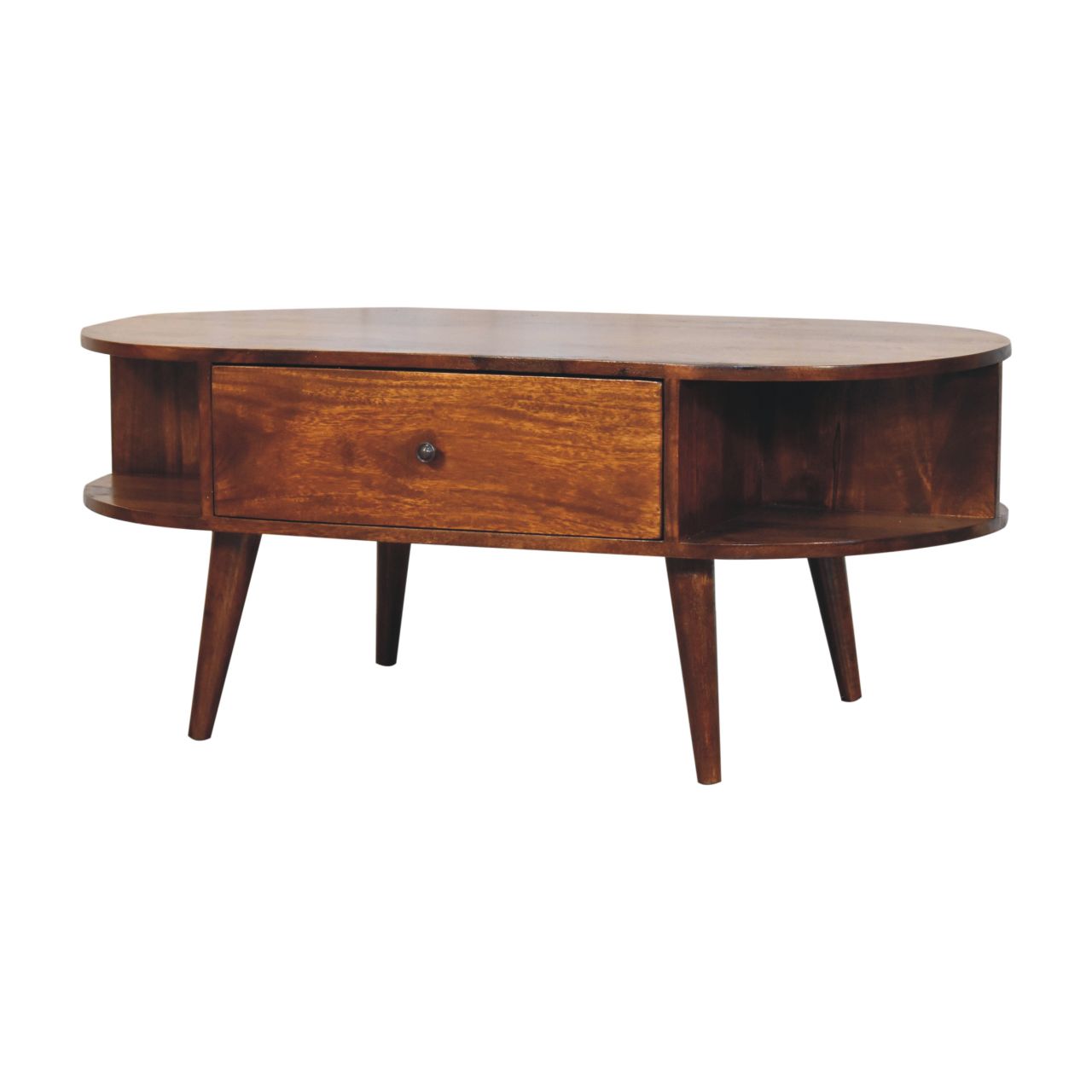 Chestnut Oval Coffee Table with 2 Drawer