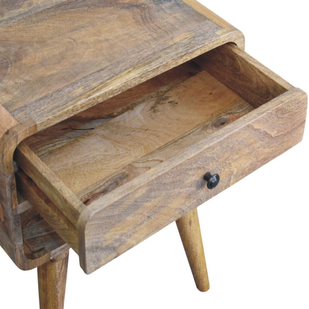 Avora Oak-ish Nightstand with Drawer and open slot