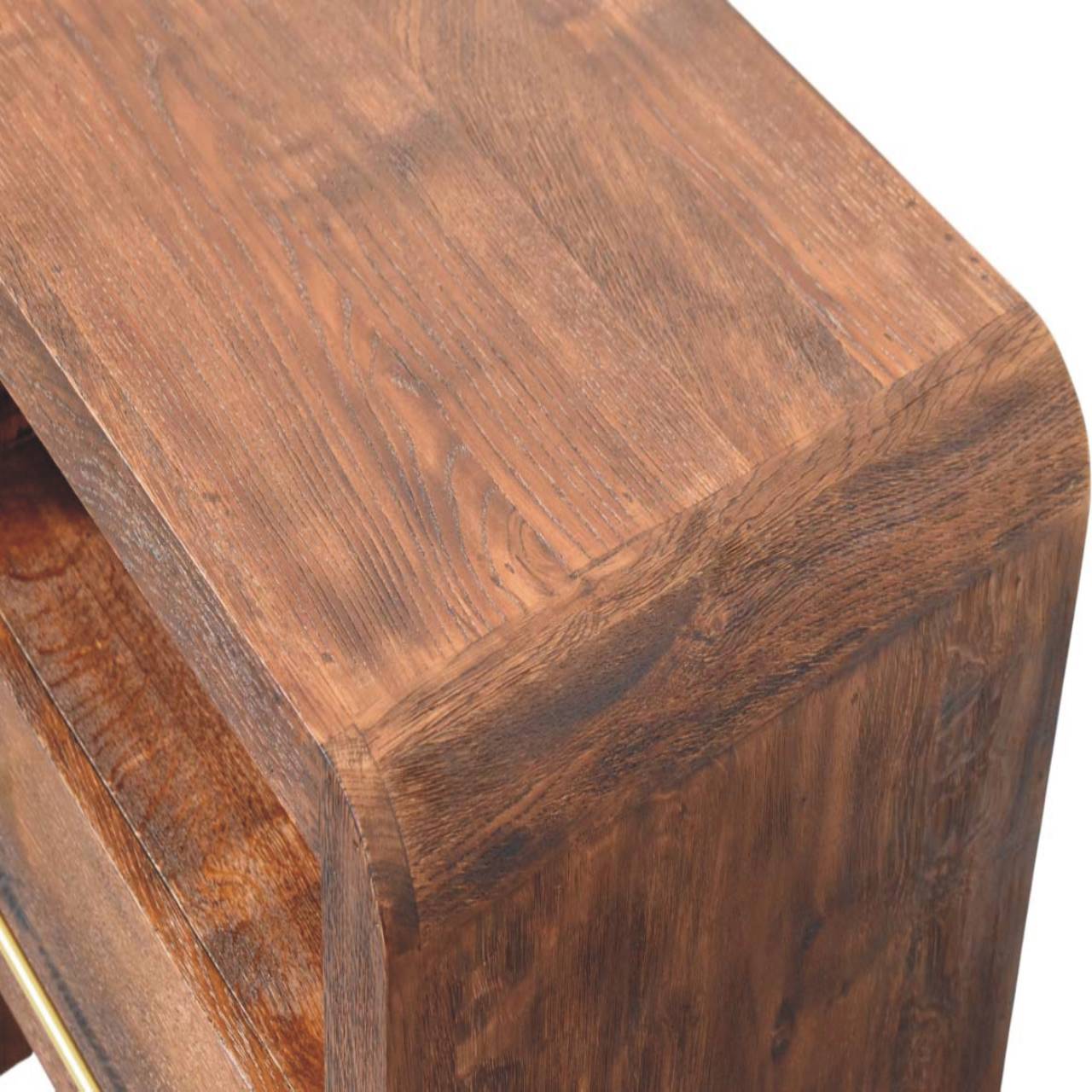 Tiger Oak Open Bedside with Brass Handle