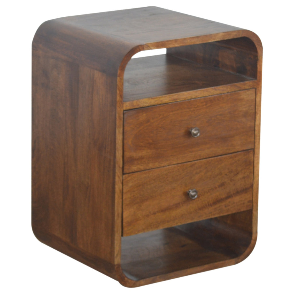 Chestnut Curve 2 Drawer nightstand